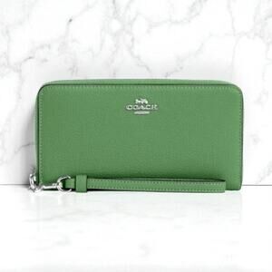 Coach Long Zip Around Wallet in Soft Green Leather C4451